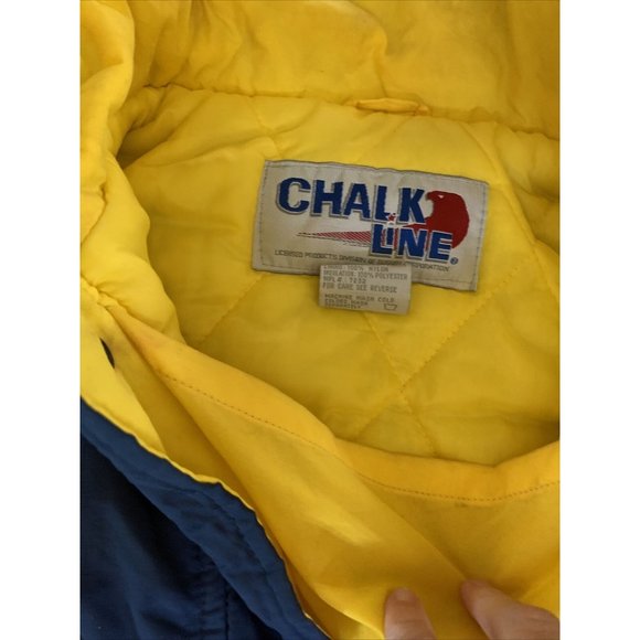 Vtg Pacers Chalk Line Pullover Quilted Jacket 3/4 Snap Button Adult Large - Picture 3 of 7